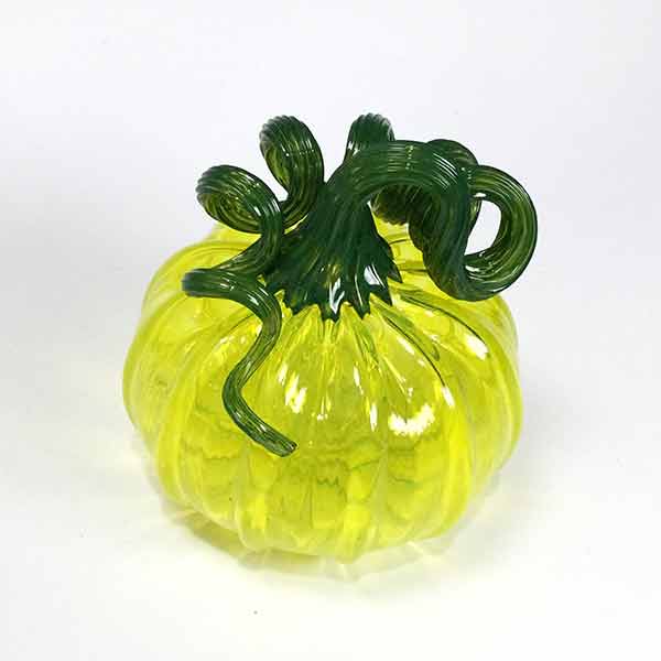 Neon Yellow Pumpkin with Green Stem - Image 2